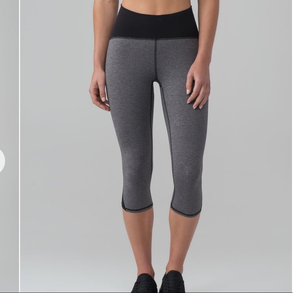 Lululemon Train Times Crop 17" Heathered Black 4 - Picture 5 of 12